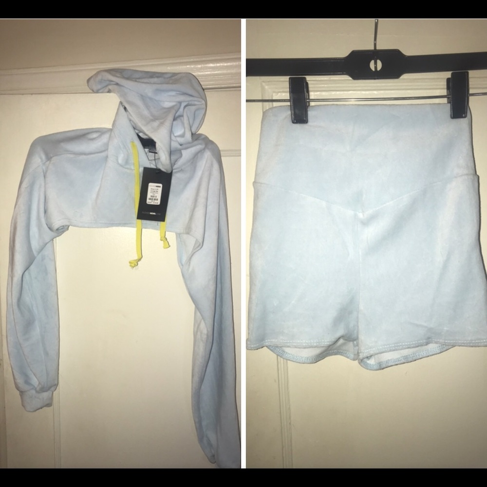 Crop hoodie with matching shorts